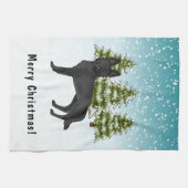 Schwarzer Hirte Hundewinterwald mit Text Geschirrtuch (Horizontal)