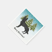 Schwarzer Hirte Hundewinterwald mit Text Serviette (Ecke)