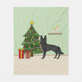 Schwarzer Hirte und Weihnachtsbaum Fleecedecke (Vorderseite)