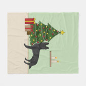 Schwarzer Hirte und Weihnachtsbaum Fleecedecke (Vorderseite (Horizontal))