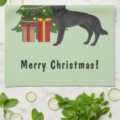 Schwarzer Hirte und Weihnachtsbaum Geschirrtuch (Gefaltet)