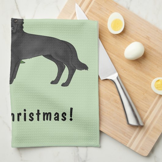 Schwarzer Hirte und Weihnachtsbaum Geschirrtuch (Viertel Falte)