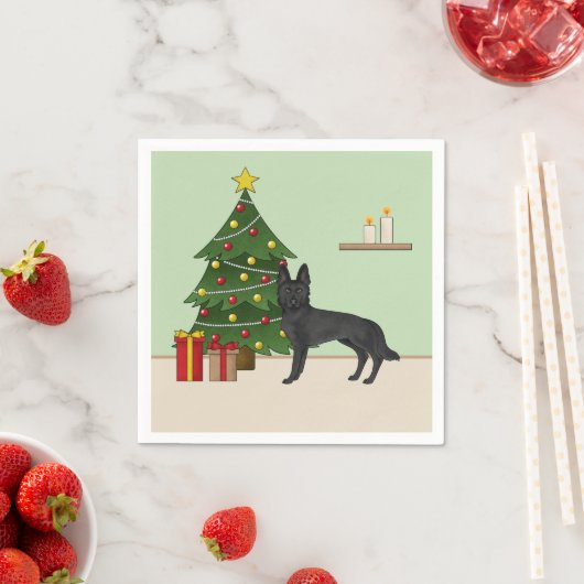 Schwarzer Hirte und Weihnachtsbaum Serviette (Beispiel)