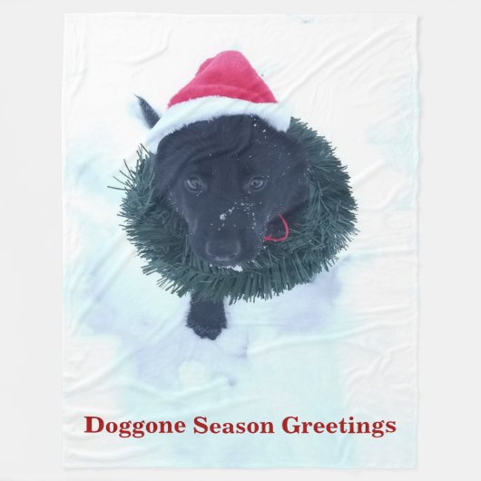 Schwarzer Hirte Welpe in einem Kranz Fleecedecke (Vorderseite)