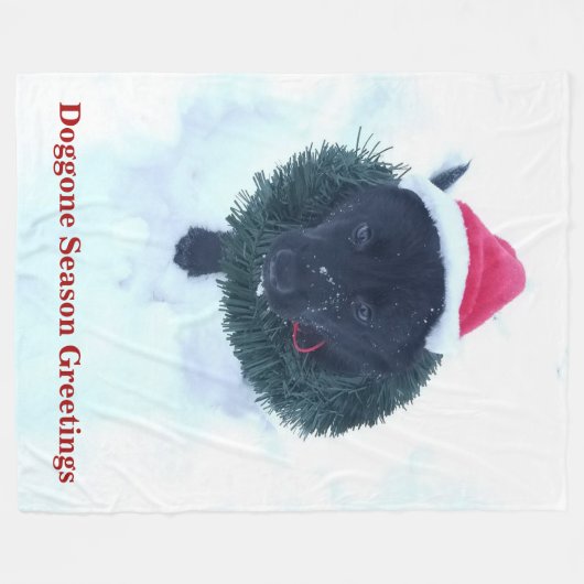 Schwarzer Hirte Welpe in einem Kranz Fleecedecke (Vorderseite (Horizontal))
