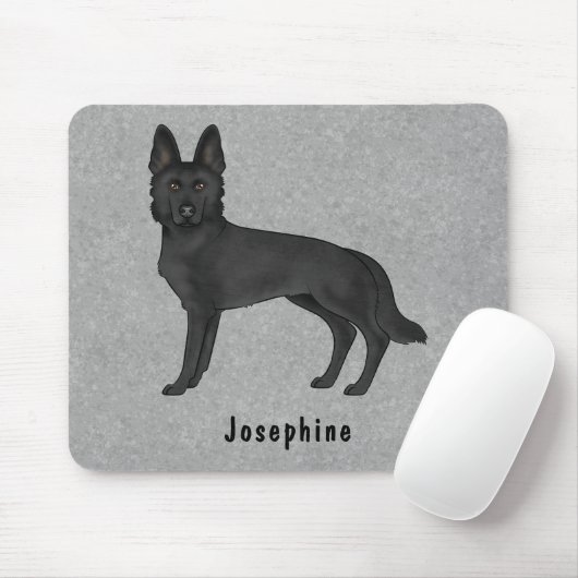 Schwarzer Hirtenhund und Individuelle Name Grau Mousepad (Mit Mouse)