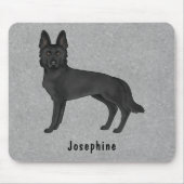 Schwarzer Hirtenhund und Individuelle Name Grau Mousepad (Vorne)