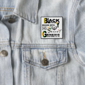 Schwarzer HiSStory quadratischer Knopf Button (Beispiel)