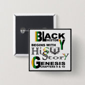 Schwarzer HiSStory quadratischer Knopf Button (Vorne & Hinten)