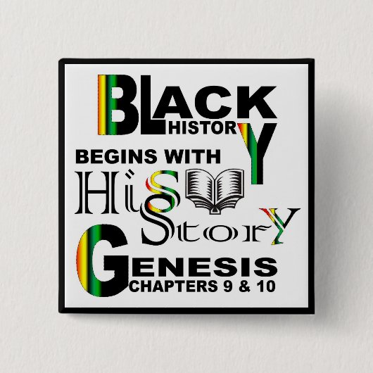 Schwarzer HiSStory quadratischer Knopf Button (Vorderseite)