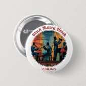 Schwarzer Historienmonat Jazzband Pinback Button (Vorne & Hinten)