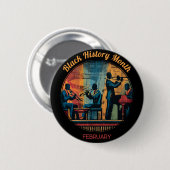 Schwarzer Historienmonat Jazzband Pinback Button (Vorne & Hinten)
