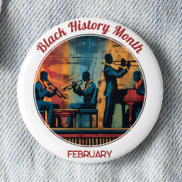 Schwarzer Historienmonat Jazzband Pinback Button