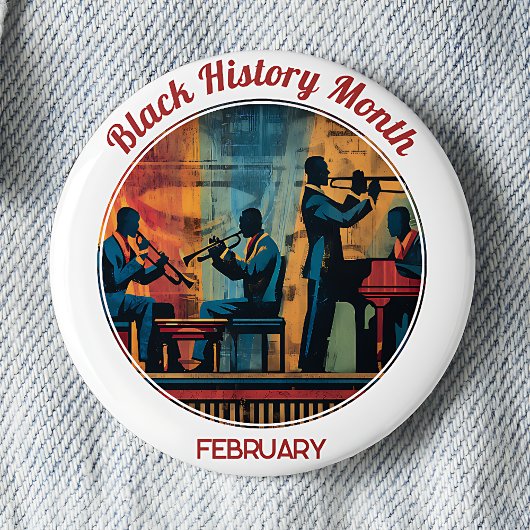 Schwarzer Historienmonat Jazzband Pinback Button