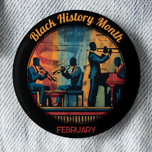 Schwarzer Historienmonat Jazzband Pinback Button