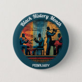 Schwarzer Historienmonat Jazzband Pinback Button (Vorderseite)