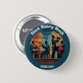 Schwarzer Historienmonat Jazzband Pinback Button (Vorne & Hinten)