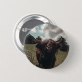 Schwarzer Hochland Schottische Kuh Weiden Vintag R Button (Vorne & Hinten)