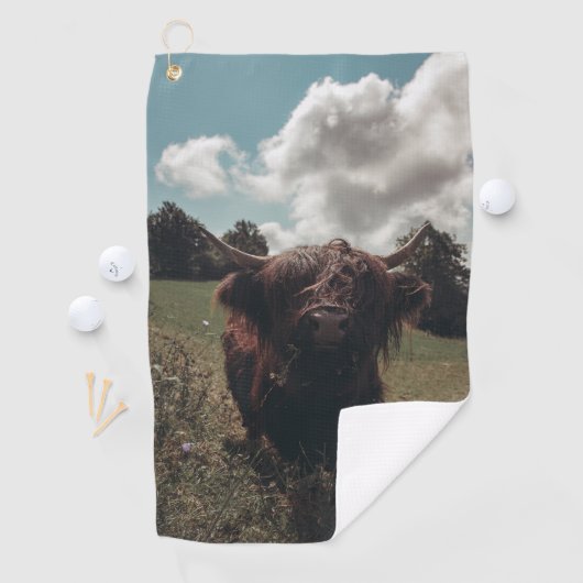 Schwarzer Hochland Schottische Kuh Weiden Vintag R Golfhandtuch (Insitu)