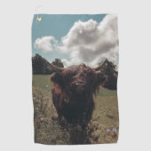 Schwarzer Hochland Schottische Kuh Weiden Vintag R Golfhandtuch (Vorderseite)