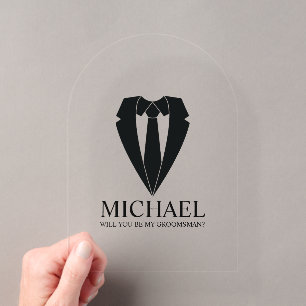 Schwarzer Hochzeitsanzug Personalisiertes Angebot  Acryleinladungen