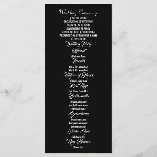 Schwarzer Hochzeitskurs für Schädel und Rose Programm (Rückseite)