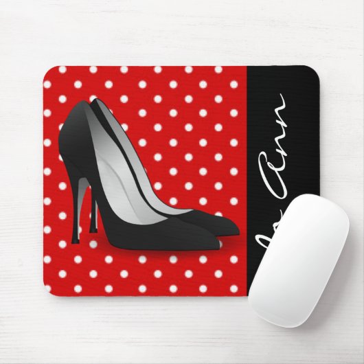 Schwarzer hoher Heels-rotes weißes Mousepad (Mit Mouse)