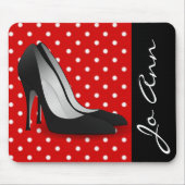 Schwarzer hoher Heels-rotes weißes Mousepad (Vorne)