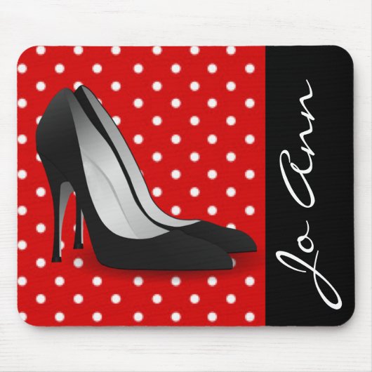 Schwarzer hoher Heels-rotes weißes Mousepad (Vorne)
