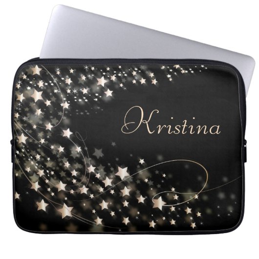 Schwarzer Hollywood-Stern-individueller Name Laptopschutzhülle (Vorderseite)