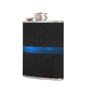 Schwarzer hölzerner Auftritt verdünnen Blue Line Flachmann (Links)