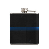 Schwarzer hölzerner Auftritt verdünnen Blue Line Flachmann (Rückseite)