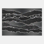 Schwarzer Holzkohle-Graufolie-Glitzer klassisch Geschenkpapier Set (Vorderseite 3)
