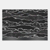 Schwarzer Holzkohle-Graufolie-Glitzer klassisch Geschenkpapier Set (Vorderseite 2)