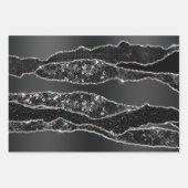 Schwarzer Holzkohle-Graufolie-Glitzer klassisch Geschenkpapier Set (Vorderseite)