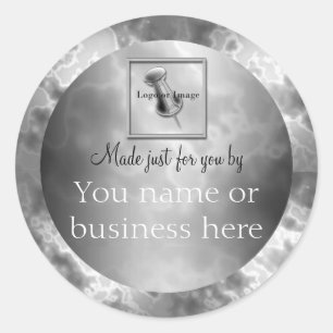 Schwarzer Holzkohlen-Marmor-personalisierte Runde Runder Aufkleber