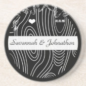 Schwarzer Holzkörnbaum Save the Date Untersetzer (Vorne)