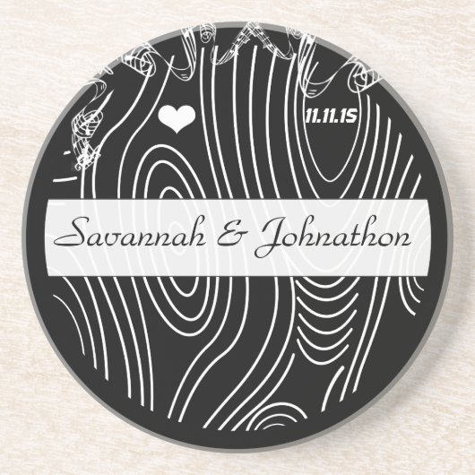 Schwarzer Holzkörnbaum Save the Date Untersetzer (Vorne)