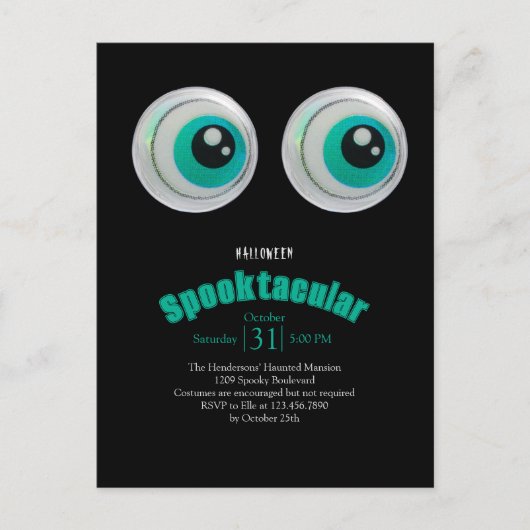 Schwarzer Horror Augen Spooktacular Halloween-Part Postkarte (Vorderseite)