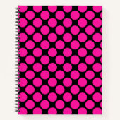 Schwarzer Hot Pink Polka Dot Notizblock (Vorderseite)
