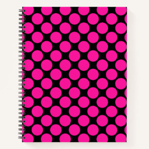 Schwarzer Hot Pink Polka Dot Notizblock