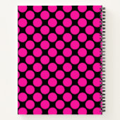 Schwarzer Hot Pink Polka Dot Notizblock (Rückseite)