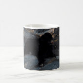 Schwarzer Hund auf Pine Camp Becher Kaffeetasse (Mittel)