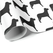 Schwarzer Hund auf Weiß Geschenkpapier (Rolleneckpunkt)