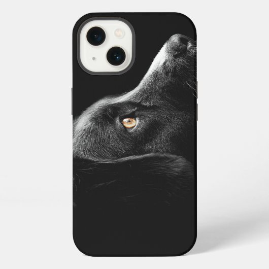 Schwarzer Hund beobachten iPhone Hülle (Rückseite)