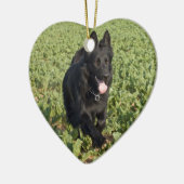 Schwarzer Hund Keramik Ornament (Links)