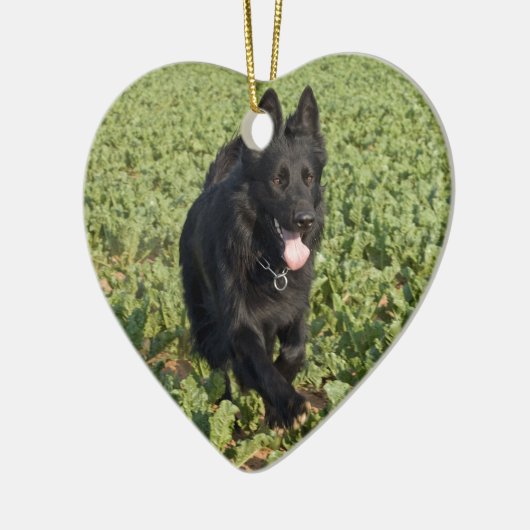 Schwarzer Hund Keramik Ornament (Links)