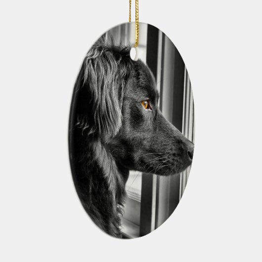 Schwarzer Hund Keramik Ornament (Rechts)