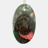 Schwarzer Hund Labradoodor Weihnachten Keramik Ornament (Rechts)