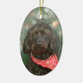 Schwarzer Hund Labradoodor Weihnachten Keramik Ornament (Links)